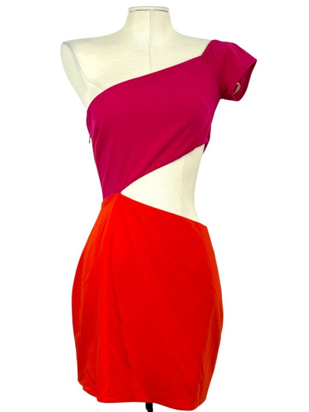 Lovers and Friends Rowan Mini Cutout One Sleeve Dress Pink / Orange Small